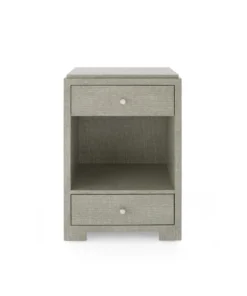 Bungalow 5 Fedor Two Drawer Side Table Moss Gray Grasscloth