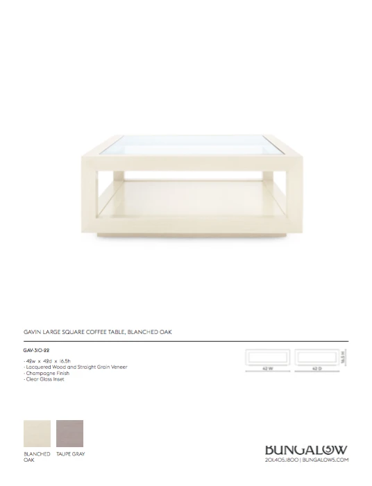 Bungalow 5 Gavin Large Square Coffee Table Blanched Oak 8 Bungalow 5 Gavin Large Square Coffee Table Blanched Oak