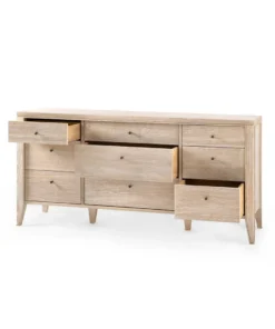 Bungalow 5 Paola Extra Large 9 Drawer Dresser Bleached Cerused Oak New Arrivals