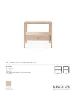 Bungalow 5 New Arrivals Paola One Drawer Side Table Bleached Cerused Oak 17 Bungalow 5 New Arrivals Paola One Drawer Side Table Bleached Cerused Oak