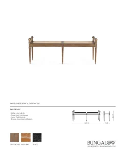 Bungalow 5 Paris Bench Large Driftwood 19 Bungalow 5 Paris Bench Large Driftwood