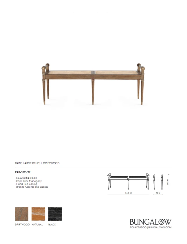 Bungalow 5 Paris Bench Large Driftwood 11 Bungalow 5 Paris Bench Large Driftwood