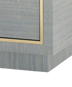 Bungalow 5 New Arrivals Parker 2 Drawer Side Table Slate Blue Lacquered Grasscloth