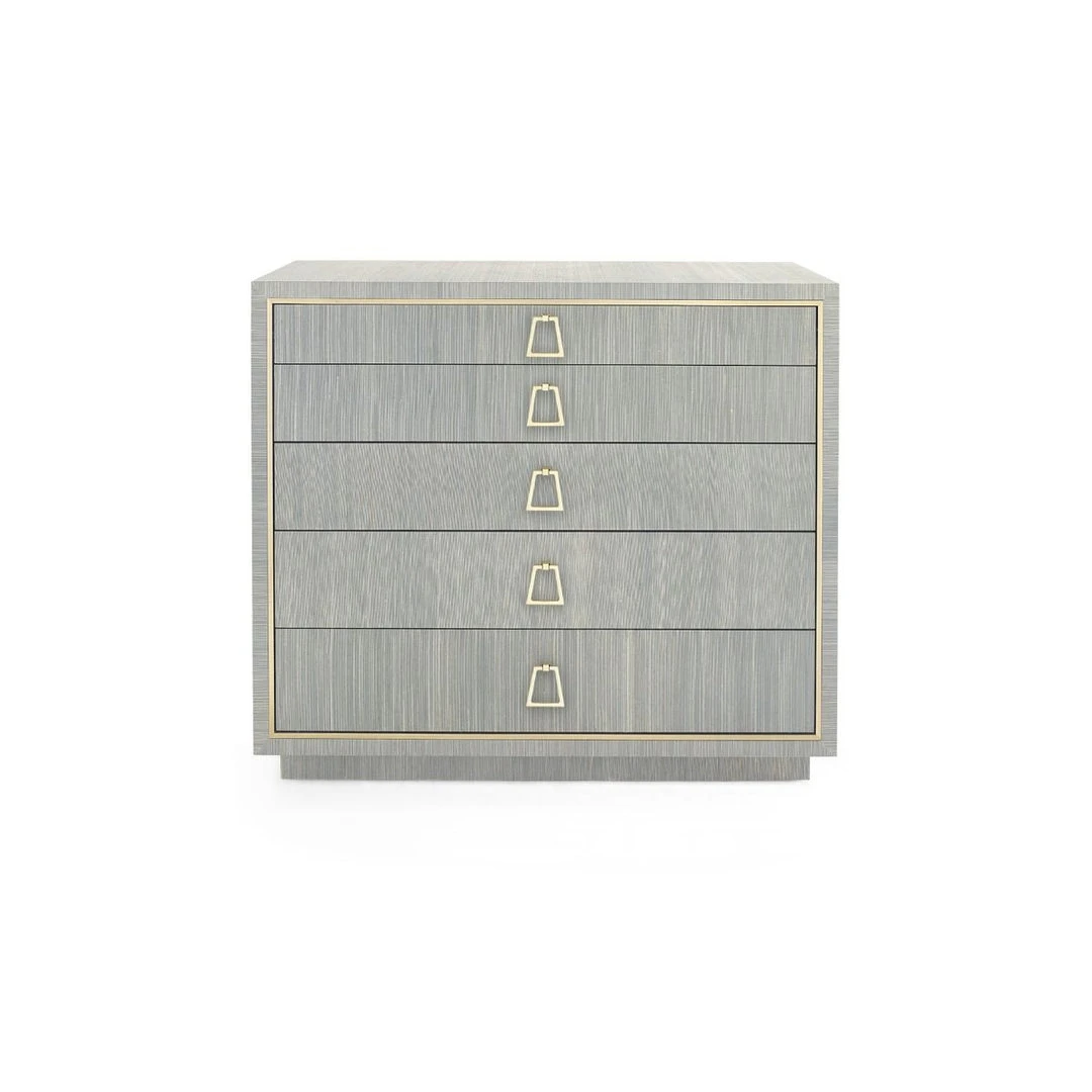 Bungalow 5 Parker Large 5 Drawer Chest Slate Blue Lacquered Grasscloth 5 Bungalow 5 Parker Large 5 Drawer Chest Slate Blue Lacquered Grasscloth