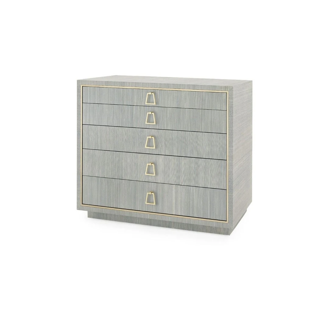 Bungalow 5 Parker Large 5 Drawer Chest Slate Blue Lacquered Grasscloth 3 Bungalow 5 Parker Large 5 Drawer Chest Slate Blue Lacquered Grasscloth