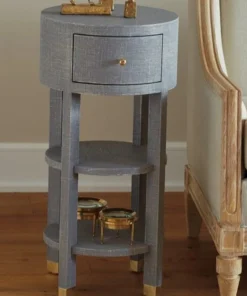 Bungalow 5 New Arrivals Claudette One Drawer Round Side Table Gray
