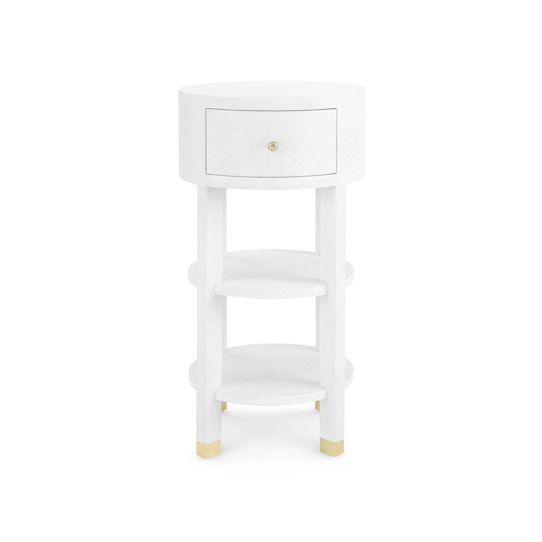Bungalow 5 Claudette One Drawer Round Side Table White New Arrivals 5 Bungalow 5 Claudette One Drawer Round Side Table White New Arrivals