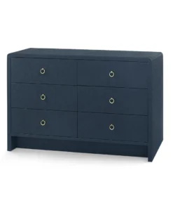 Bungalow 5 Bryant Linen Extra Large 6 Drawer Chest Navy Blue New Arrivals