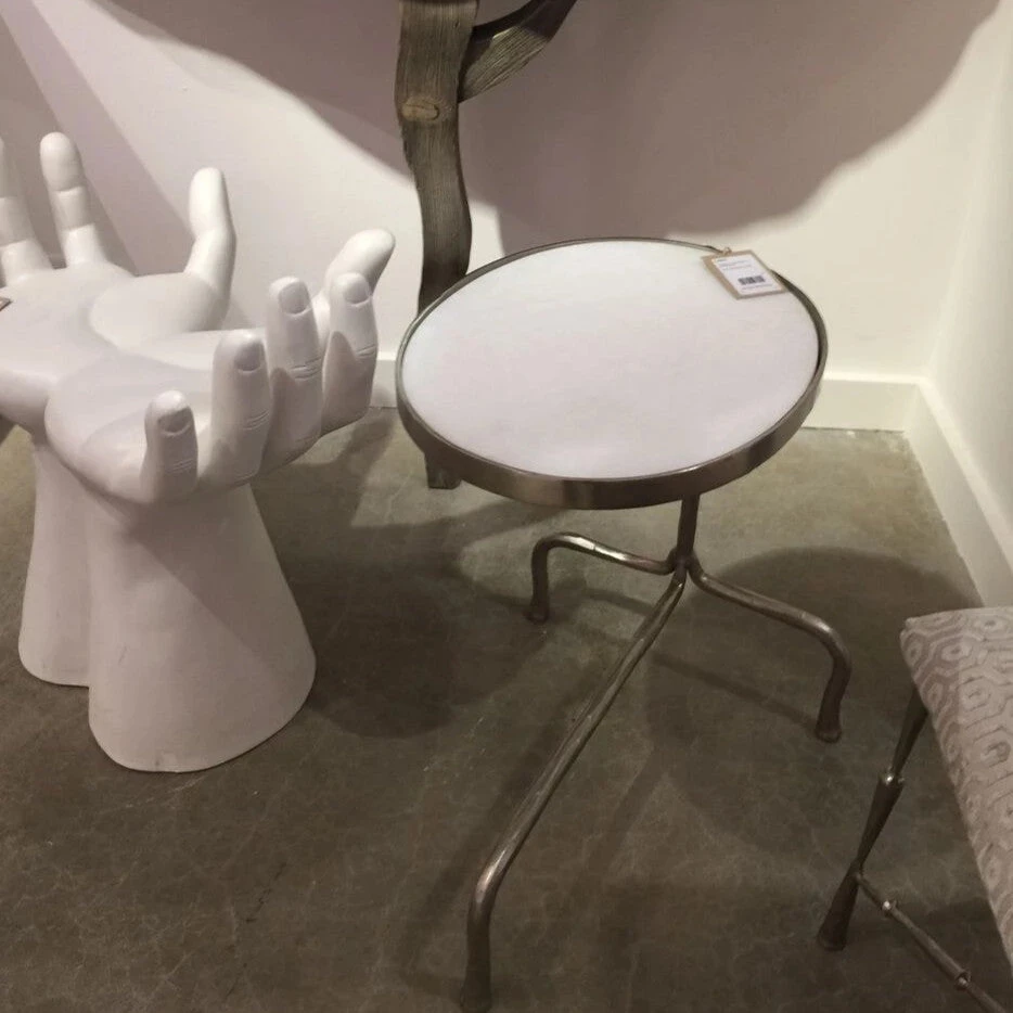 Global Views New Arrivals Cantilever Table Nickel With White Marble Top 4 Global Views New Arrivals Cantilever Table Nickel With White Marble Top