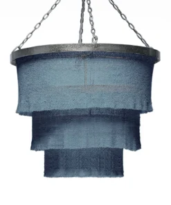 Made Goods New Arrivals Patricia Chandelier Dusty Blue Coco Beads And Silver Metal