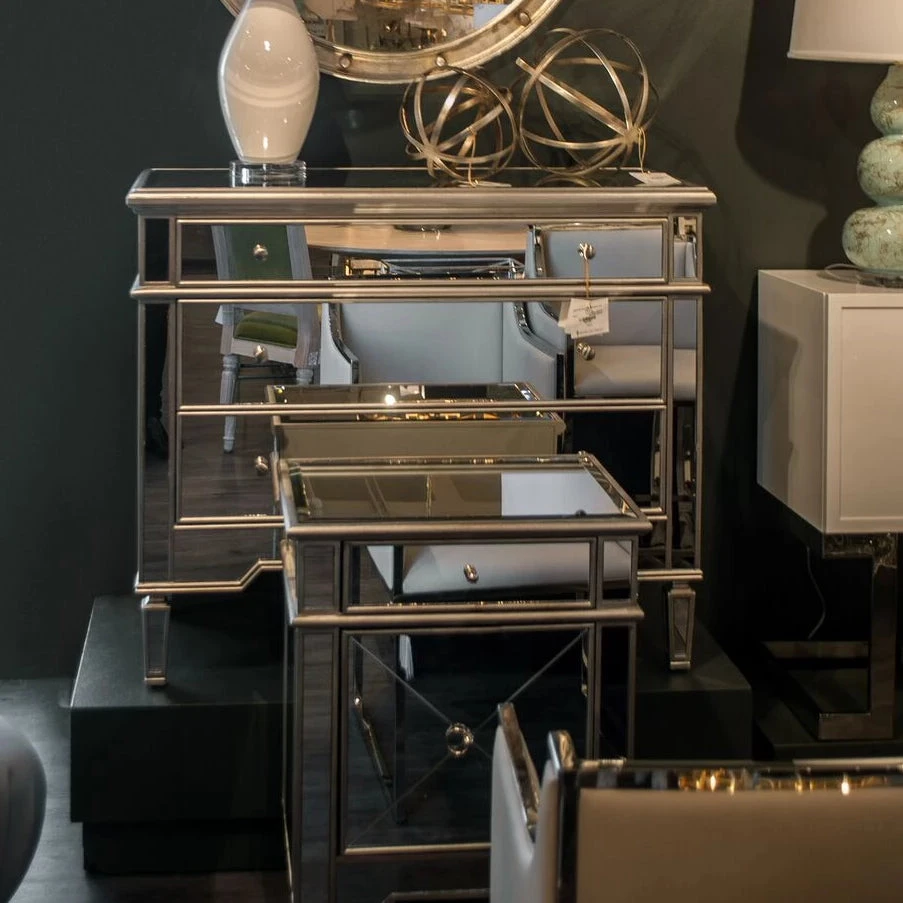 Worlds Away Claudette Mirrored Nightstand Silver Leaf New Arrivals 4 Worlds Away Claudette Mirrored Nightstand Silver Leaf New Arrivals