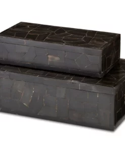 Currey And Company Black Bone Mosaic Box Set Of Two New Arrivals
