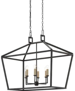 Currey And Company Denison Rectangular Lantern Black