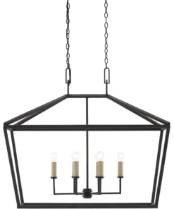 Currey And Company Denison Rectangular Lantern Black