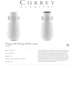 Currey And Company New Arrivals Happy 40 Wings Vase White