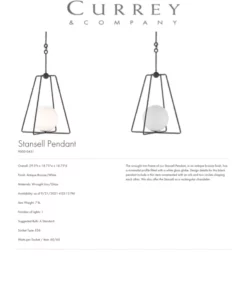 Currey And Company Stansell Pendant