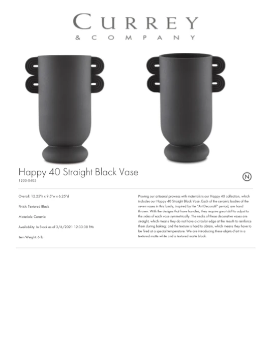 Currey And Company New Arrivals Happy 40 Straight Vase Black 6 Currey And Company New Arrivals Happy 40 Straight Vase Black