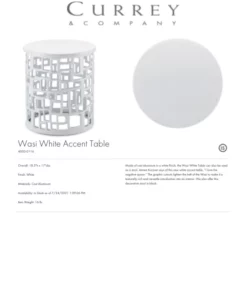 Currey And Company Wasi Accent Table White New Arrivals