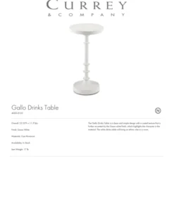 Currey And Company Gallo Drinks Table New Arrivals