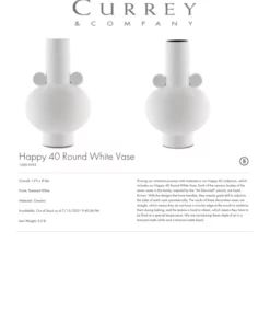 Currey And Company Happy 40 Round White Vase