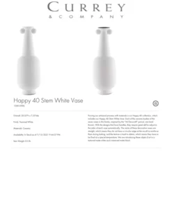 Currey And Company Happy 40 Stem White Vase