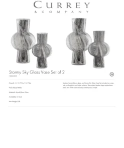 Currey And Company New Arrivals Stormy Sky Glass Vase Set Of Two