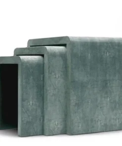 Made Goods Harlow Nesting Tables Turquoise Faux Shagreen New Arrivals