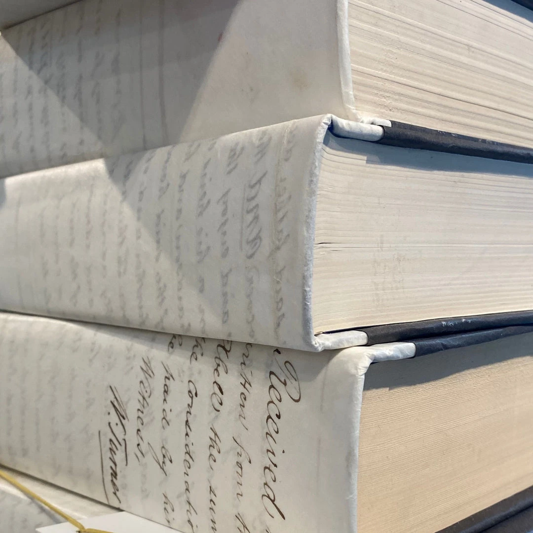 E Lawrence Vintage Vellum With Script Book Set Of 5