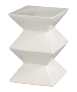 Emissary Zig Zag Stool Glossy White Glaze New Arrivals