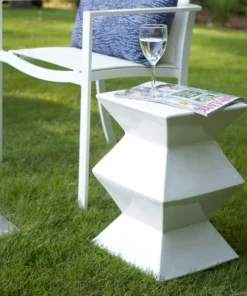 Emissary Zig Zag Stool Glossy White Glaze New Arrivals