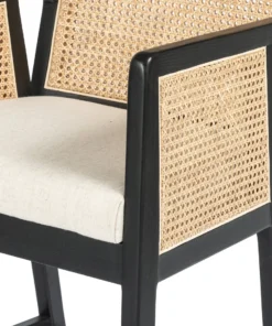 Four Hands Antonia Cane Counter Stool Brushed Ebony