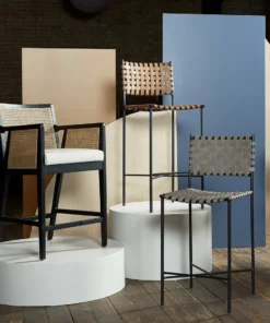 Four Hands Antonia Cane Counter Stool Brushed Ebony