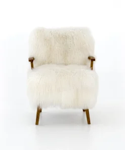 Four Hands New Arrivals Ashland Armchair Mongolion Cream Fur