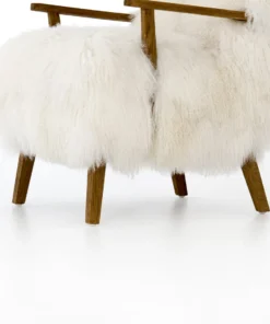 Four Hands New Arrivals Ashland Armchair Mongolion Cream Fur