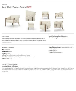 Four Hands Bauer Chair Thames Cream New Arrivals