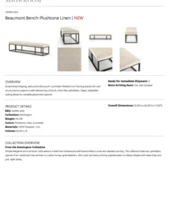 Four Hands Beaumont Bench Plushtone Linen