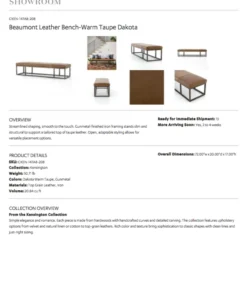 Four Hands Beaumont Bench Warm Taupe Dakota Leather 25 Four Hands Beaumont Bench Warm Taupe Dakota Leather