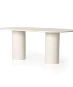 Four Hands Belle Oval Dining Table Cream Marble