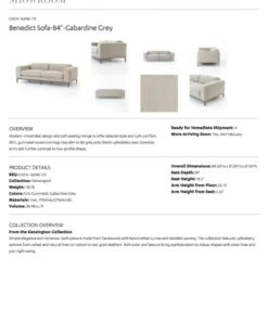 Four Hands New Arrivals Benedict Sofa Gabardine Grey