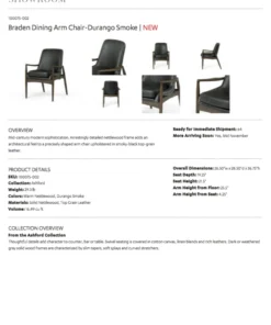 Four Hands New Arrivals Braden Dining Arm Chair Durango Smoke Leather