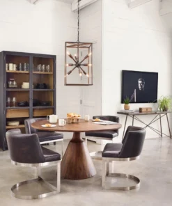 Four Hands Bronx Round Dining Table Tanner Brown New Arrivals