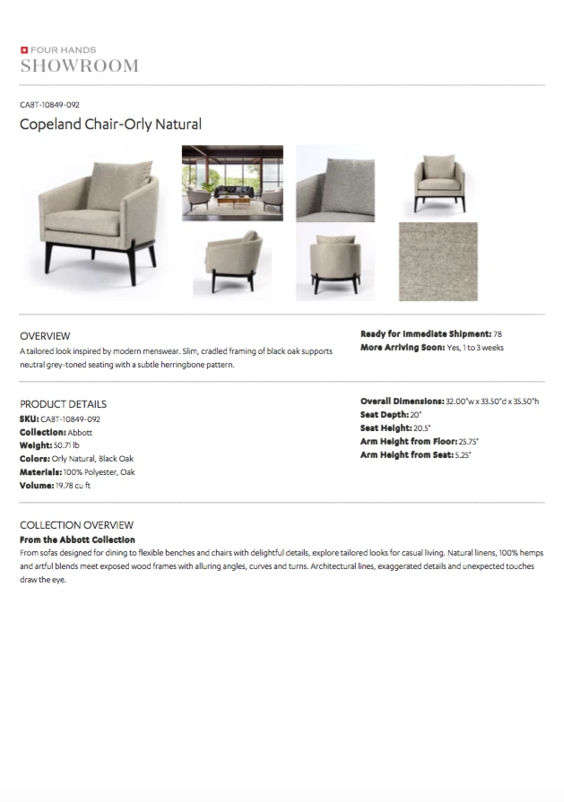 Four Hands Copeland Chair Orly Natural 10 Four Hands Copeland Chair Orly Natural