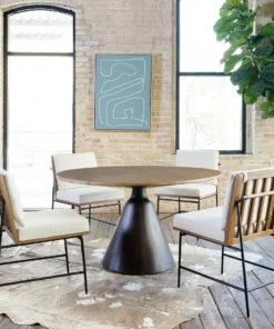 Four Hands Crete Dining Chair Saville Flax And Brown New Arrivals