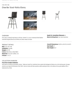 Four Hands Diaw Bar Stool Rialto Ebony New Arrivals