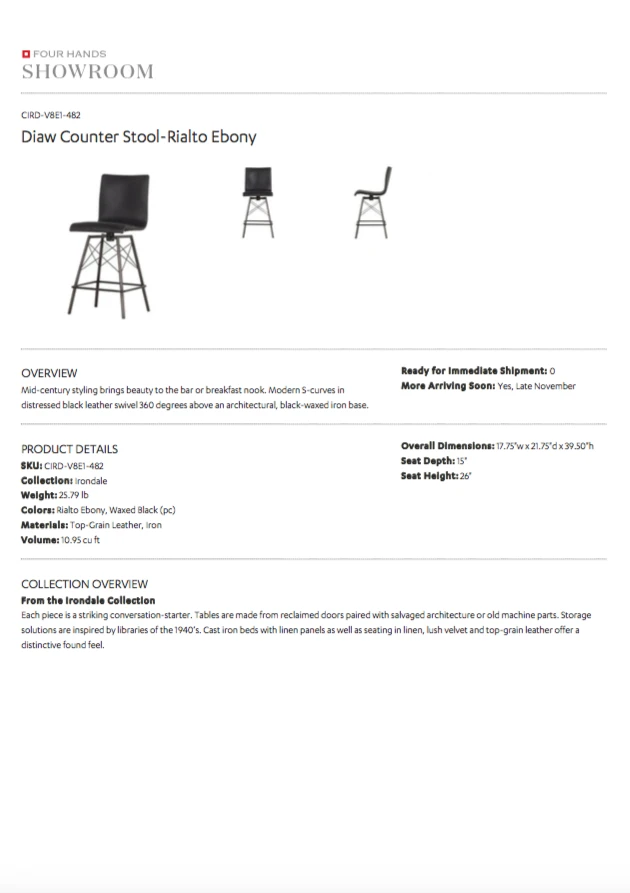 Four Hands Diaw Counter Stool Rialto Ebony New Arrivals 6 Four Hands Diaw Counter Stool Rialto Ebony New Arrivals