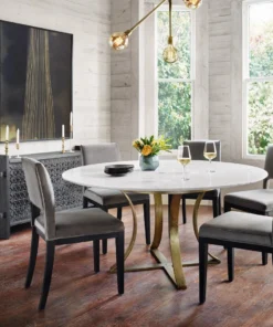 Four Hands New Arrivals Gage Dining Table Polished White Marble
