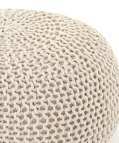 Four Hands Jute Knit Pouf White New Arrivals
