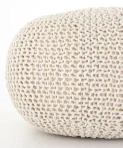 Four Hands Jute Knit Pouf White New Arrivals