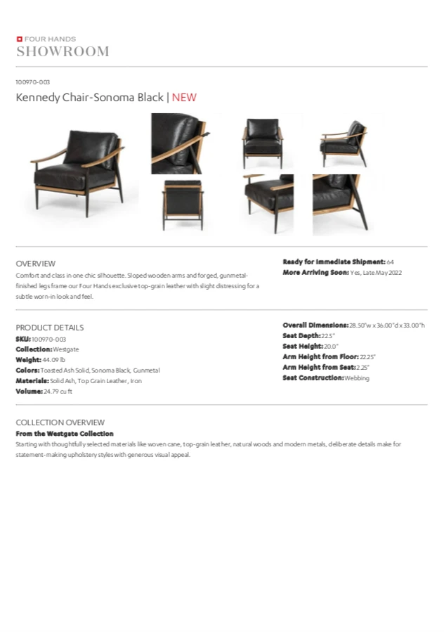 Four Hands Kennedy Chair Sonoma Black 12 Four Hands Kennedy Chair Sonoma Black