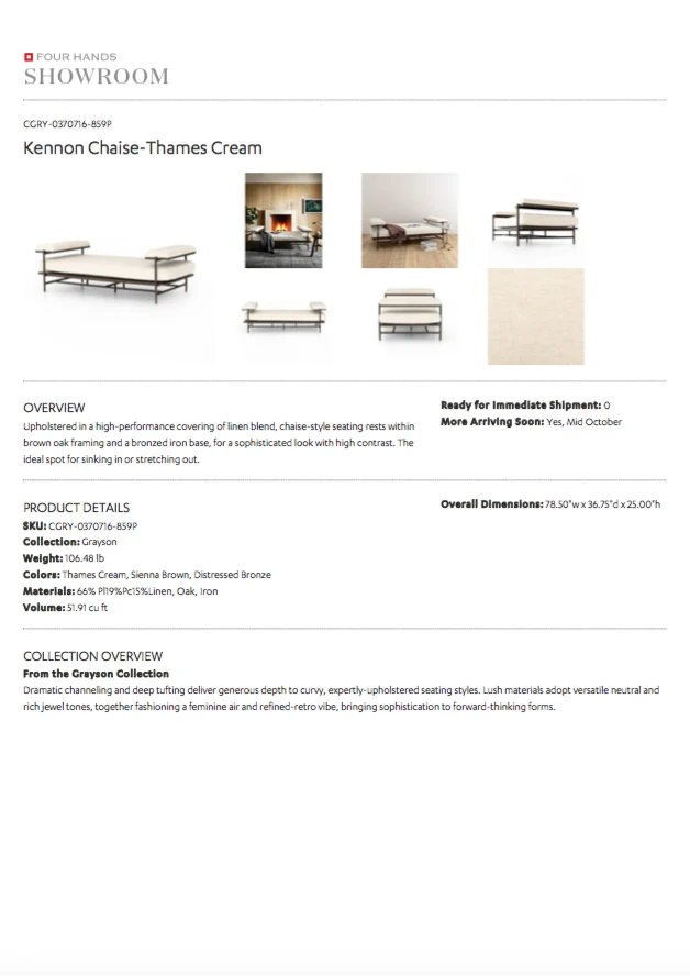 Four Hands Kennon Chaise Thames Cream New Arrivals 13 Four Hands Kennon Chaise Thames Cream New Arrivals